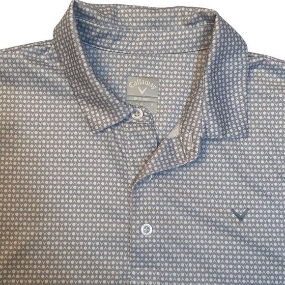 Callaway Opti Dri Mens Polo Golf Short Sleeve Shirt Size Large Light Blue White - Picture 3 of 8